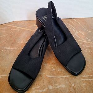 Women's Mootsies Tootsies Black Fabric Block Heel Sandals